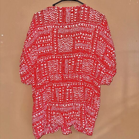 Victoria Secret Women's Front Tie Red Floral Short Sleeve Blouse Top Size Small - Picture 11 of 11